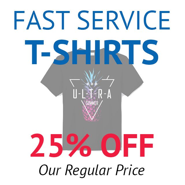 Fast service t-shirts 25% off