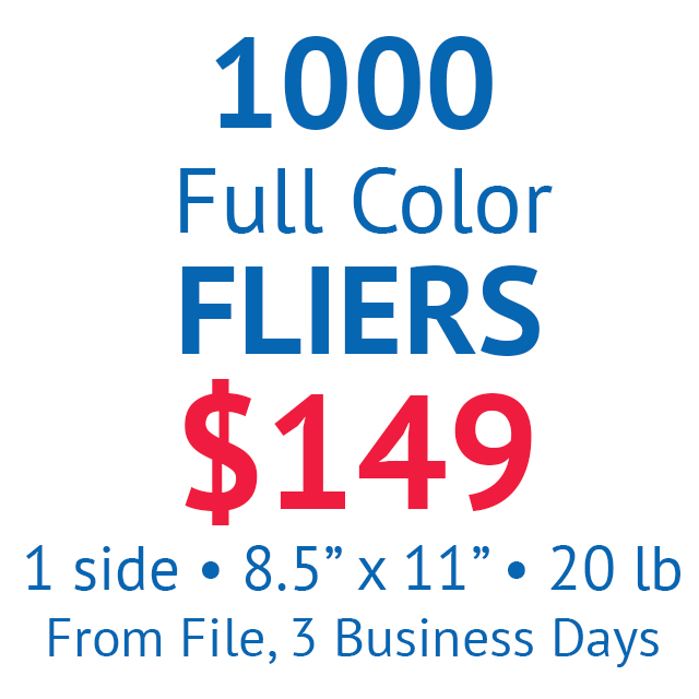 1000 full color flyers $149